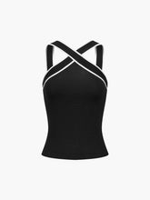 Contrast Trim Strap Knit Top